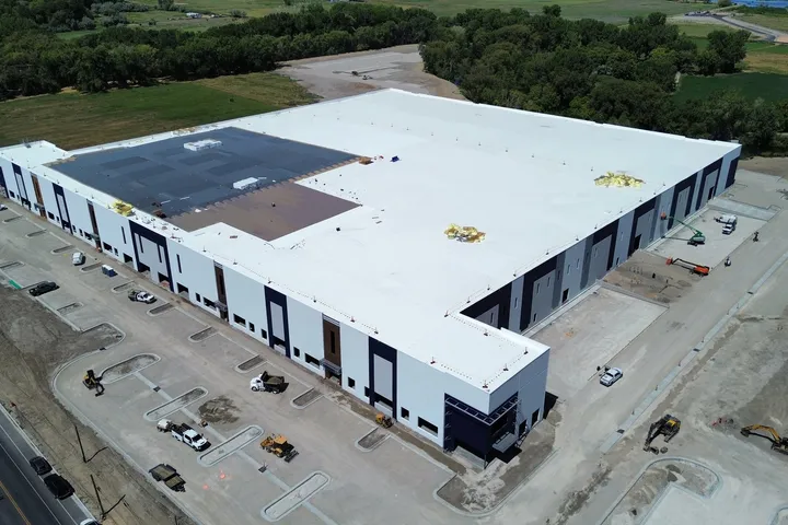 Aerial view of the NuSkin warehouse under construction in Provo, Utah, August 2026